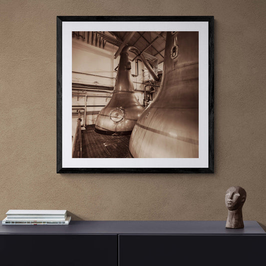 Lagavulin Wash Stills Framed & Mounted Print 28"x28" / Black Frame