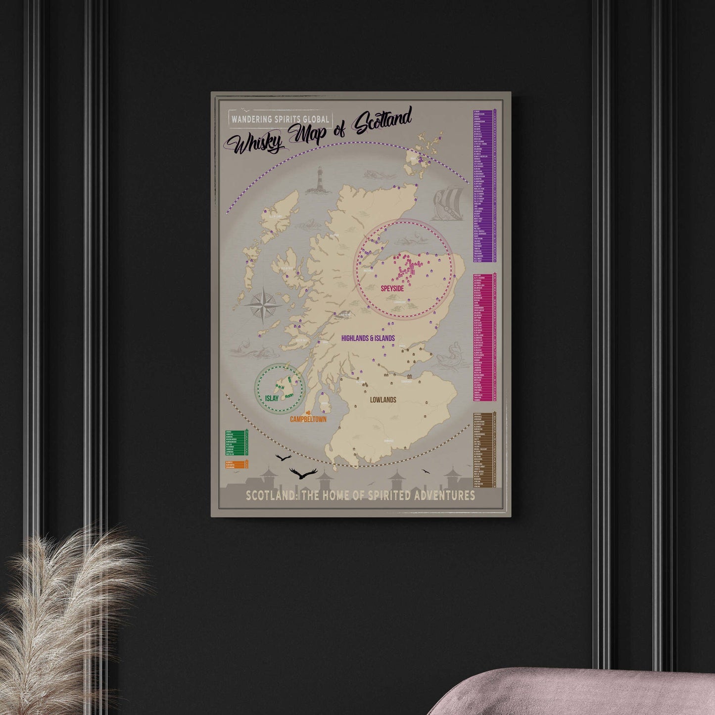 Scotland Distillery Map Art Poster Print A1 (59.4×84.1 cm)