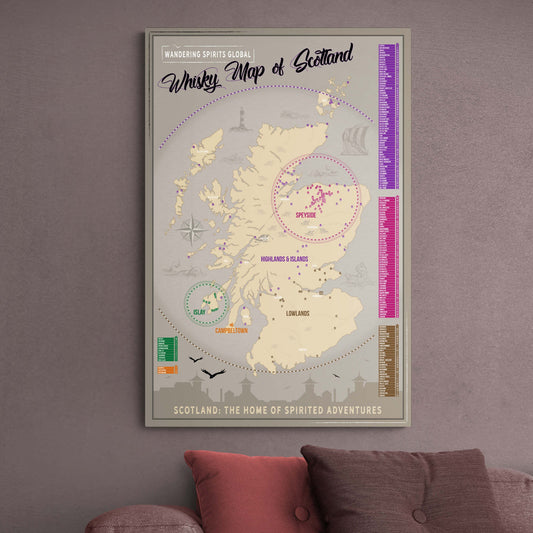 Scotland Distillery Map Hahnemühle German Etching Print 24"x36"