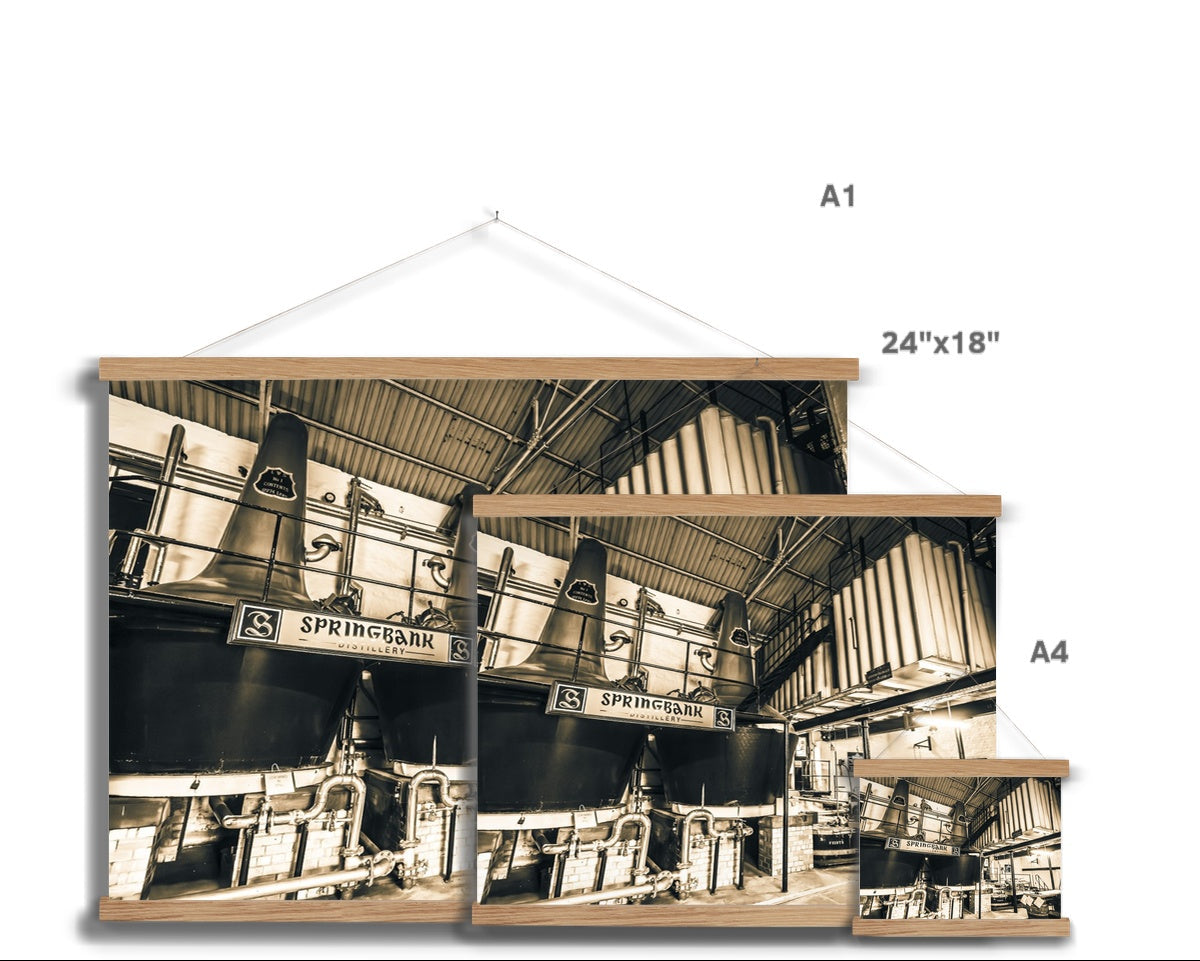 Springbank Distillery Black and White Fine Art Print with Hanger