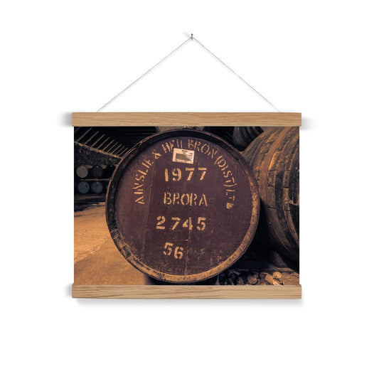 Brora 1977 Cask Fine Art Print with Hanger A3 Landscape / Natural Frame by Wandering Spirits Global