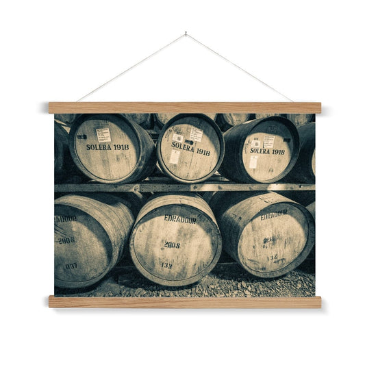 Edradour and Ballechin Casks Fine Art Print with Hanger A2 Landscape / Natural Frame by Wandering Spirits Global