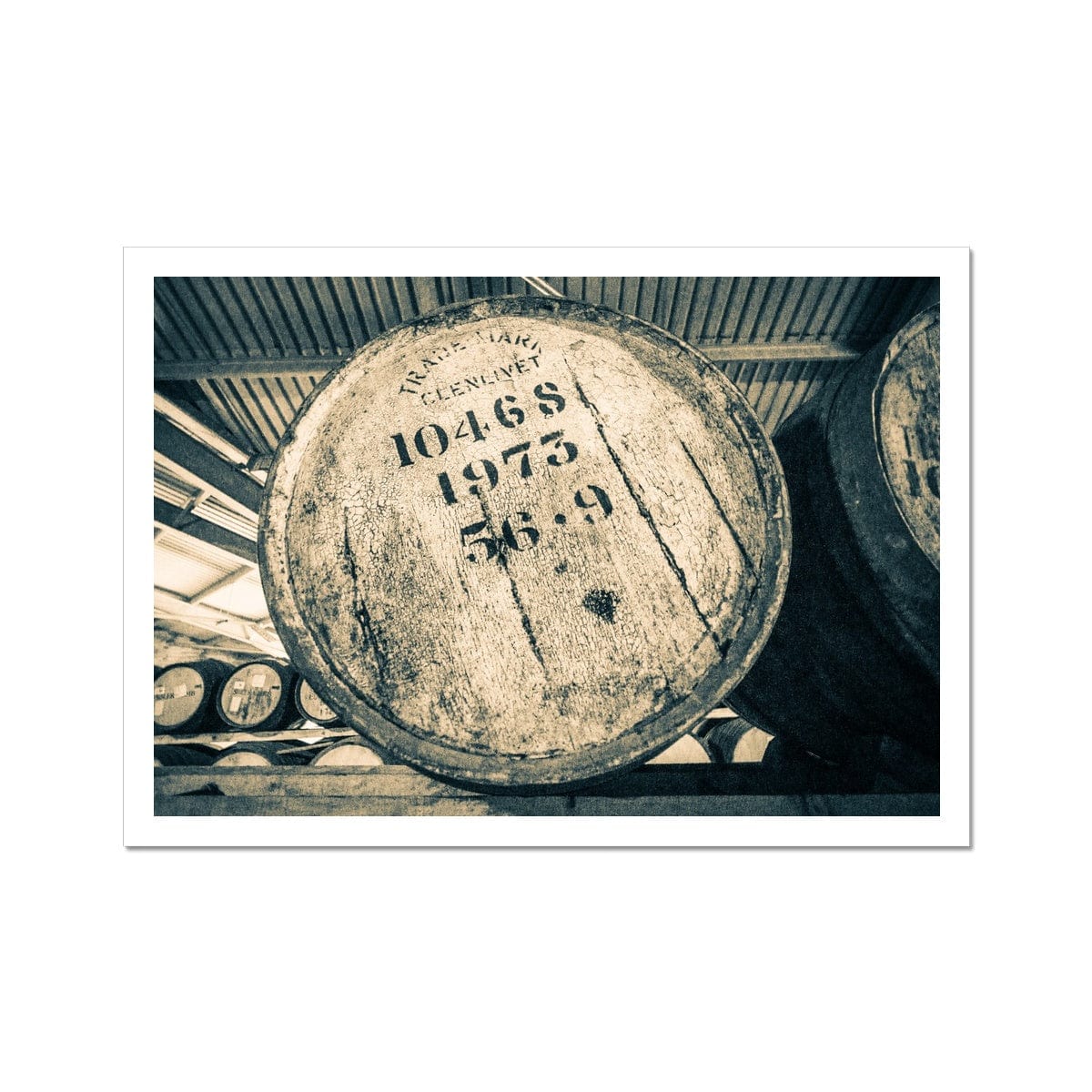 Glenlivet 1973 Cask Golden Toned Hahnemühle Photo Rag Print A5 Landscape by Wandering Spirits Global