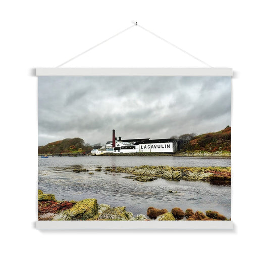 Lagavulin Distillery Soft Colour Fine Art Print with Hanger 24"x18" / White Frame by Wandering Spirits Global