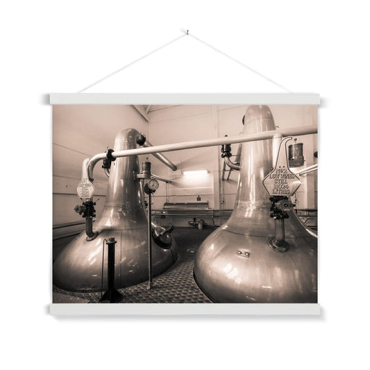 Low Wines 1 and 2 Talisker Golden Toned Fine Art Print with Hanger 24"x18" / White Frame by Wandering Spirits Global