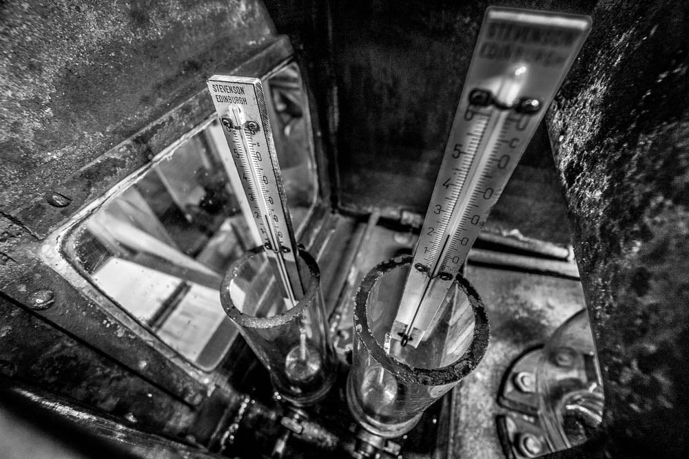 Distilling Thermometers Laphroaig Black And White Photograph