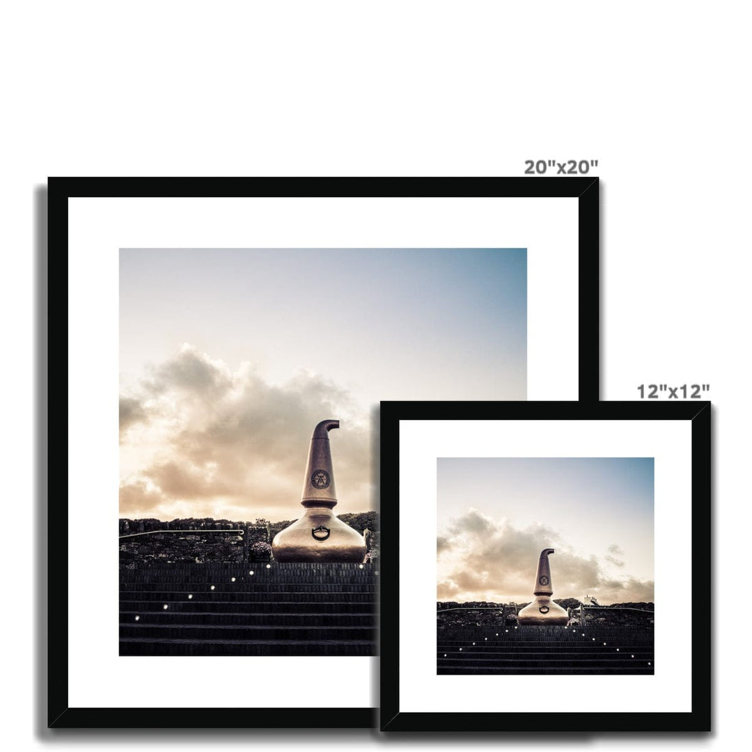 Ardbeg Still At Sunset Framed & Mounted Print 12"x12" / Black Frame by Wandering Spirits Global