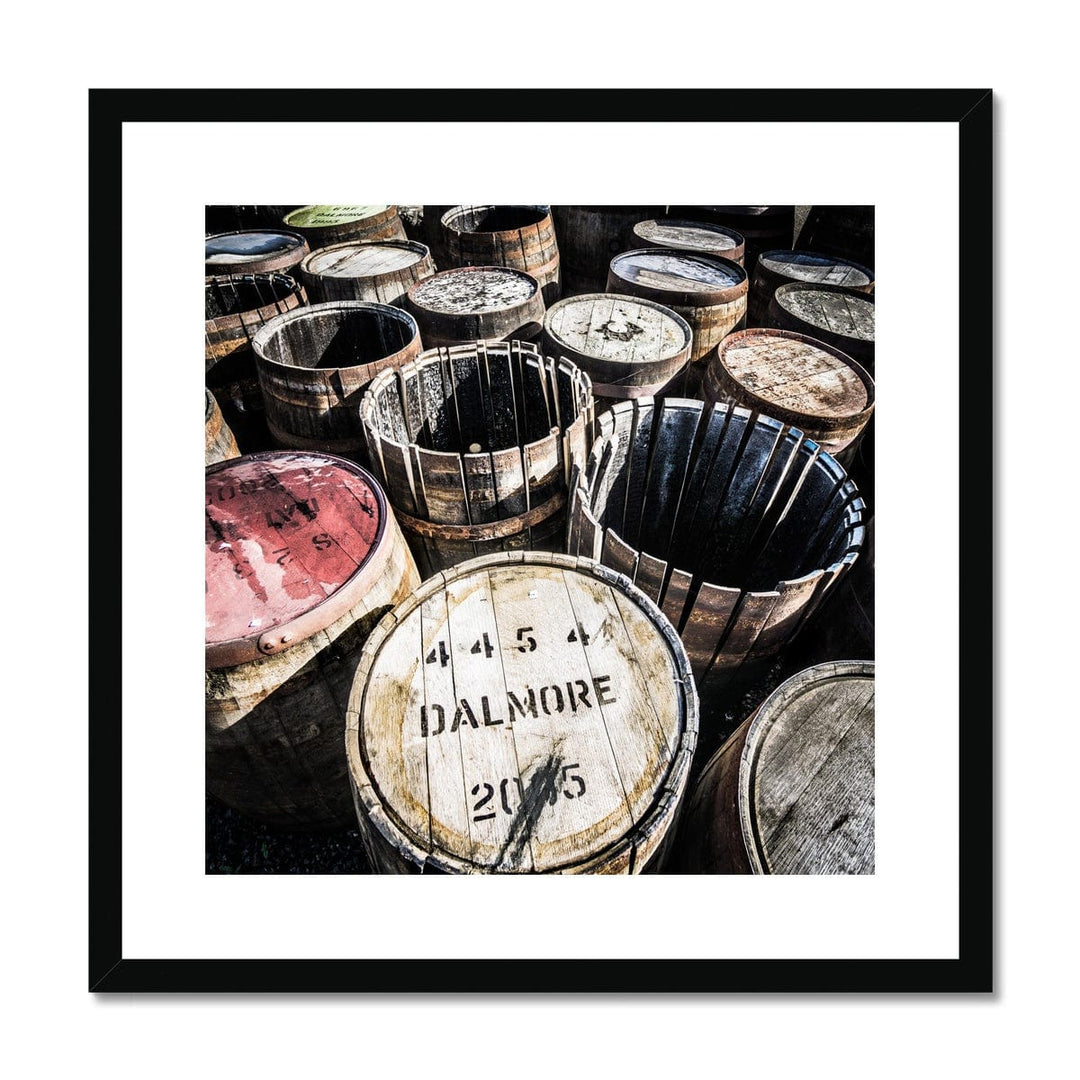 Dalmore Distillery Casks Framed & Mounted Print 20"x20" / Black Frame by Wandering Spirits Global