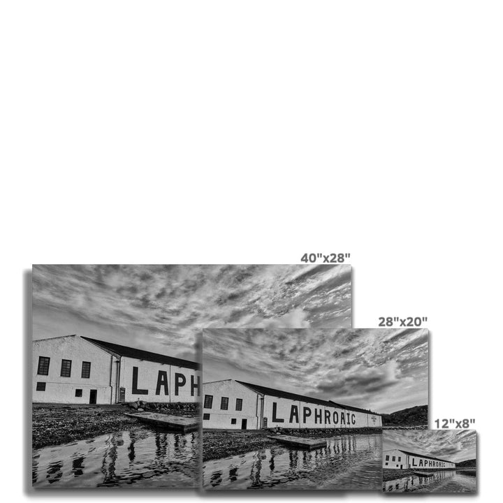 Laphroaig Distillery Islay Black and White Canvas by Wandering Spirits Global