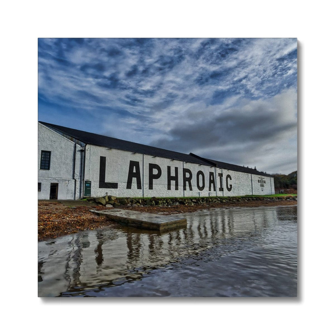 Laphroaig Distillery Warehouse Full Colour Premium Canvas 24"x24" / White Wrap by Wandering Spirits Global