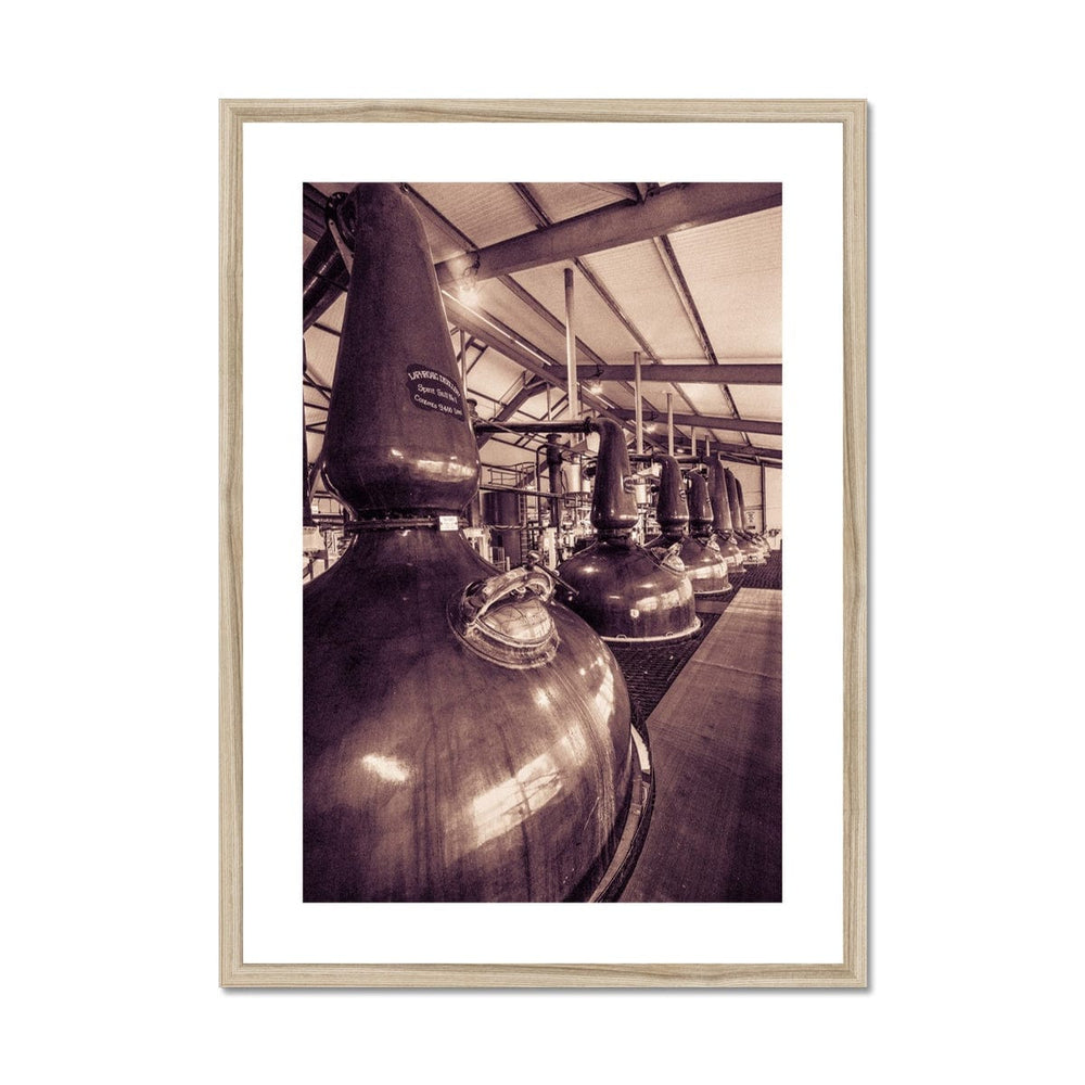Spirit and Wash Stills Laphroaig Distillery Sepia Toned Framed & Mounted Print 20"x28" / Natural Frame by Wandering Spirits Global