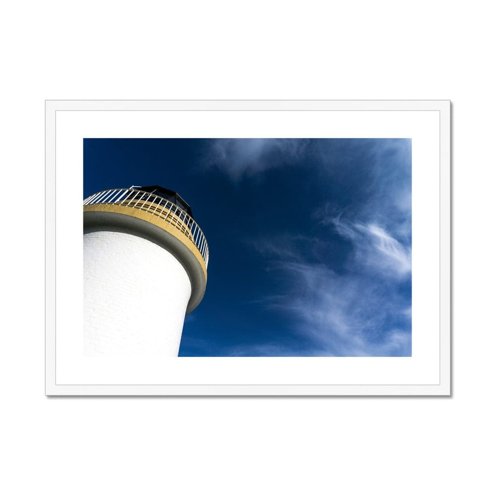 Port Charlotte Lighthouse Framed & Mounted Print 28"x20" / White Frame by Wandering Spirits Global