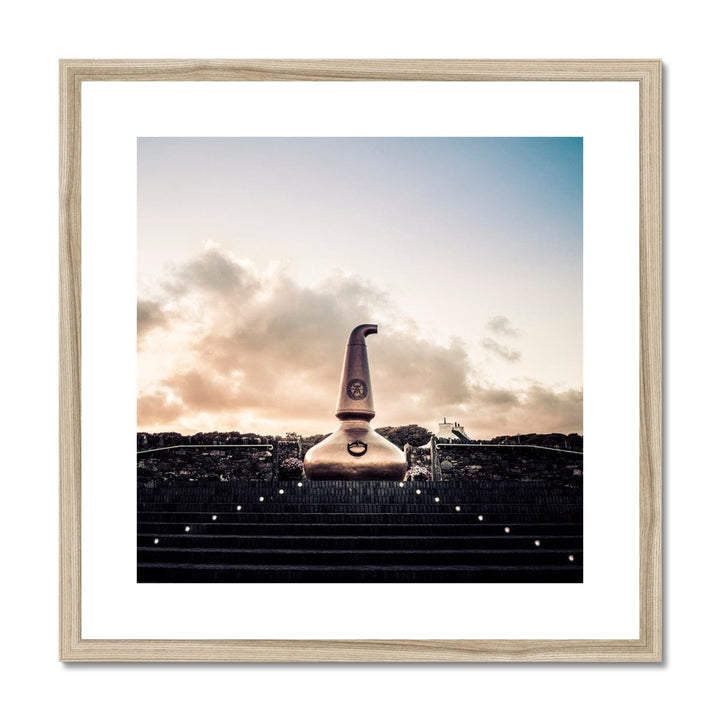 Ardbeg Still At Sunset Framed & Mounted Print 20"x20" / Natural Frame by Wandering Spirits Global