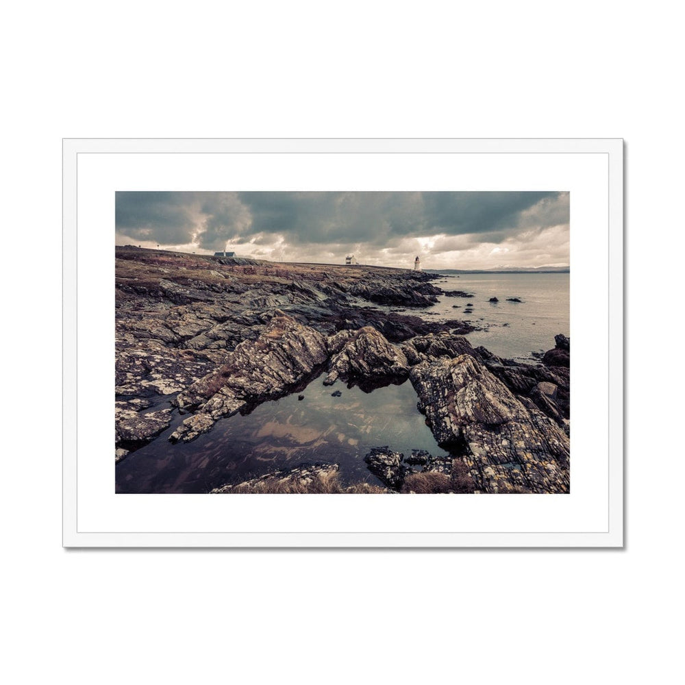 Loch Indaal Islay Winter Framed & Mounted Print 28"x20" / White Frame by Wandering Spirits Global