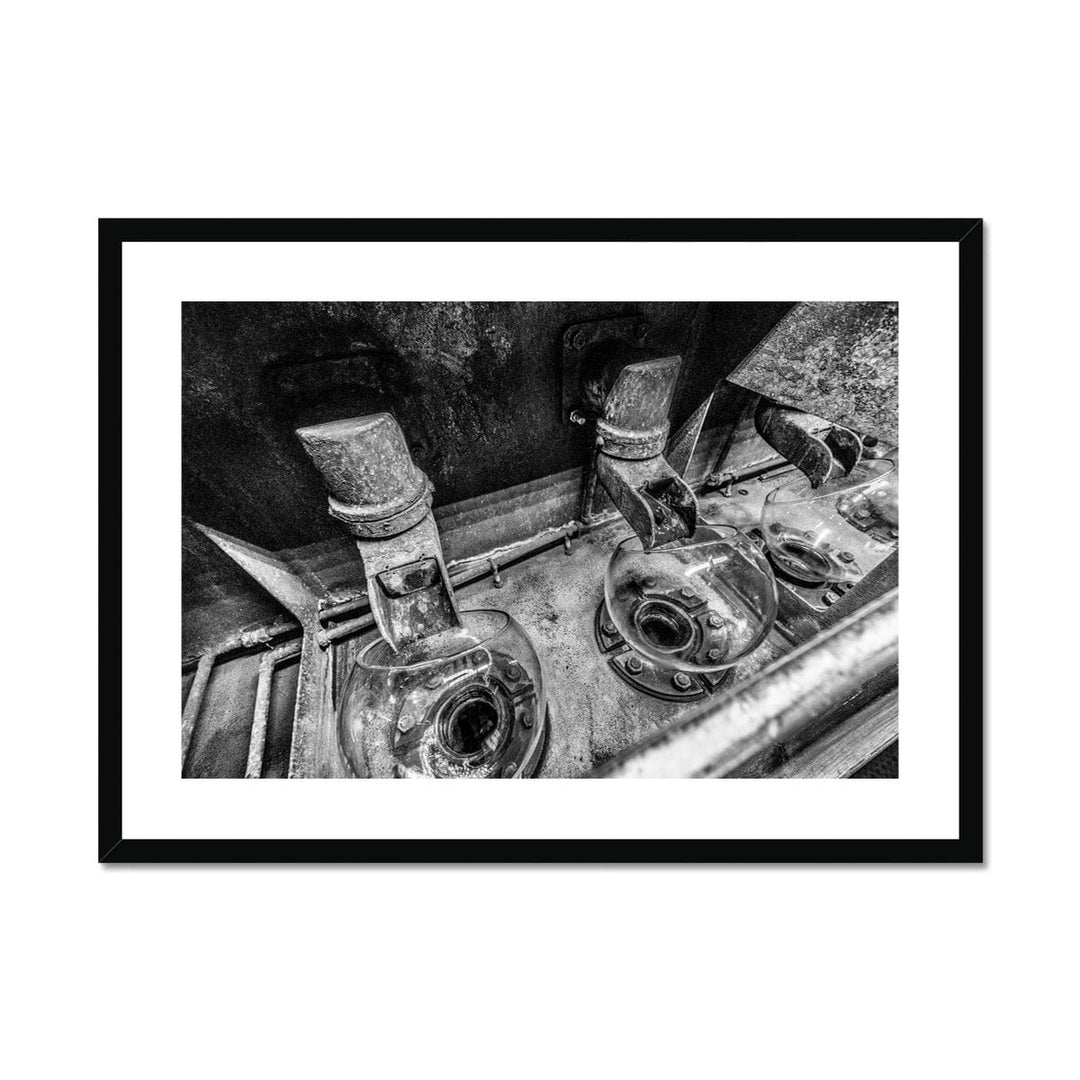 Low Wines Receiver Bowls Black and White Framed & Mounted Print 28"x20" / Black Frame by Wandering Spirits Global