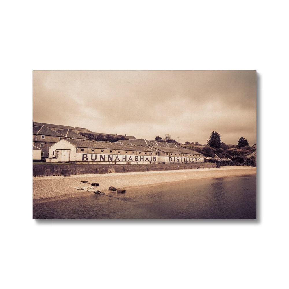 Bunnahabhain Distillery Warehouse Soft Colour Canvas 24"x16" / White Wrap by Wandering Spirits Global
