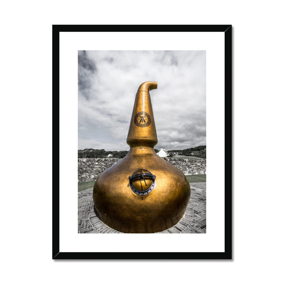 Ardbeg Still Garden Ornament Framed & Mounted Print A4 Portrait / Black Frame by Wandering Spirits Global