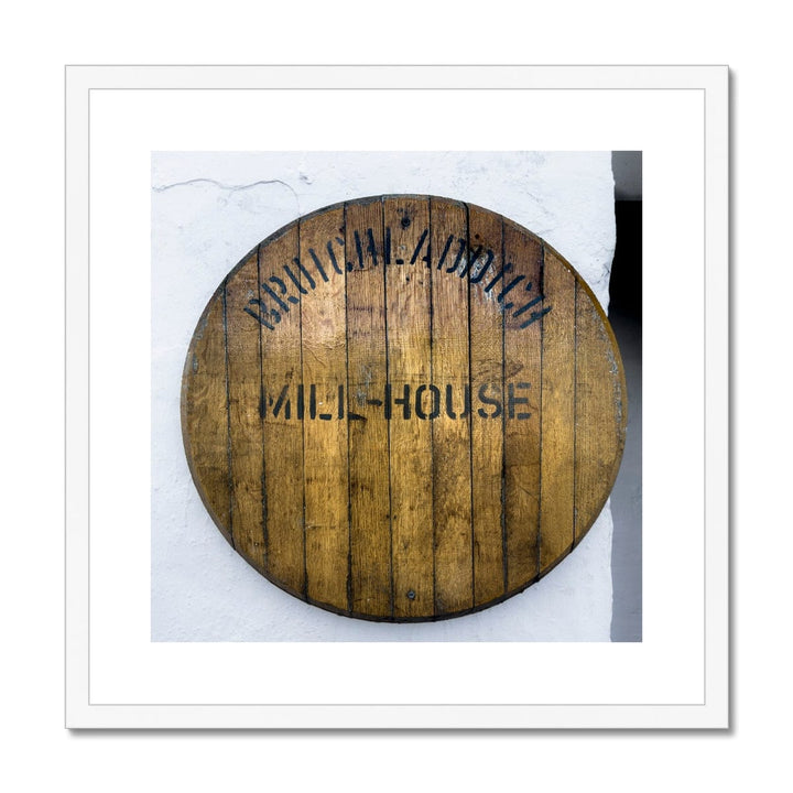 Bruichladdich Mill House Framed & Mounted Print 20"x20" / White Frame by Wandering Spirits Global