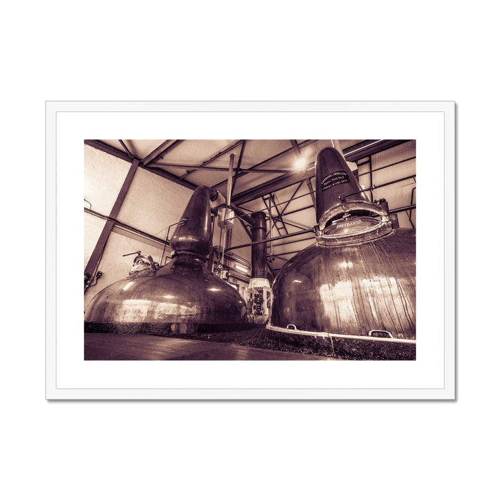 Spirit Stills No 1 and No 2 Laphroaig Framed & Mounted Print 16"x12" / White Frame by Wandering Spirits Global