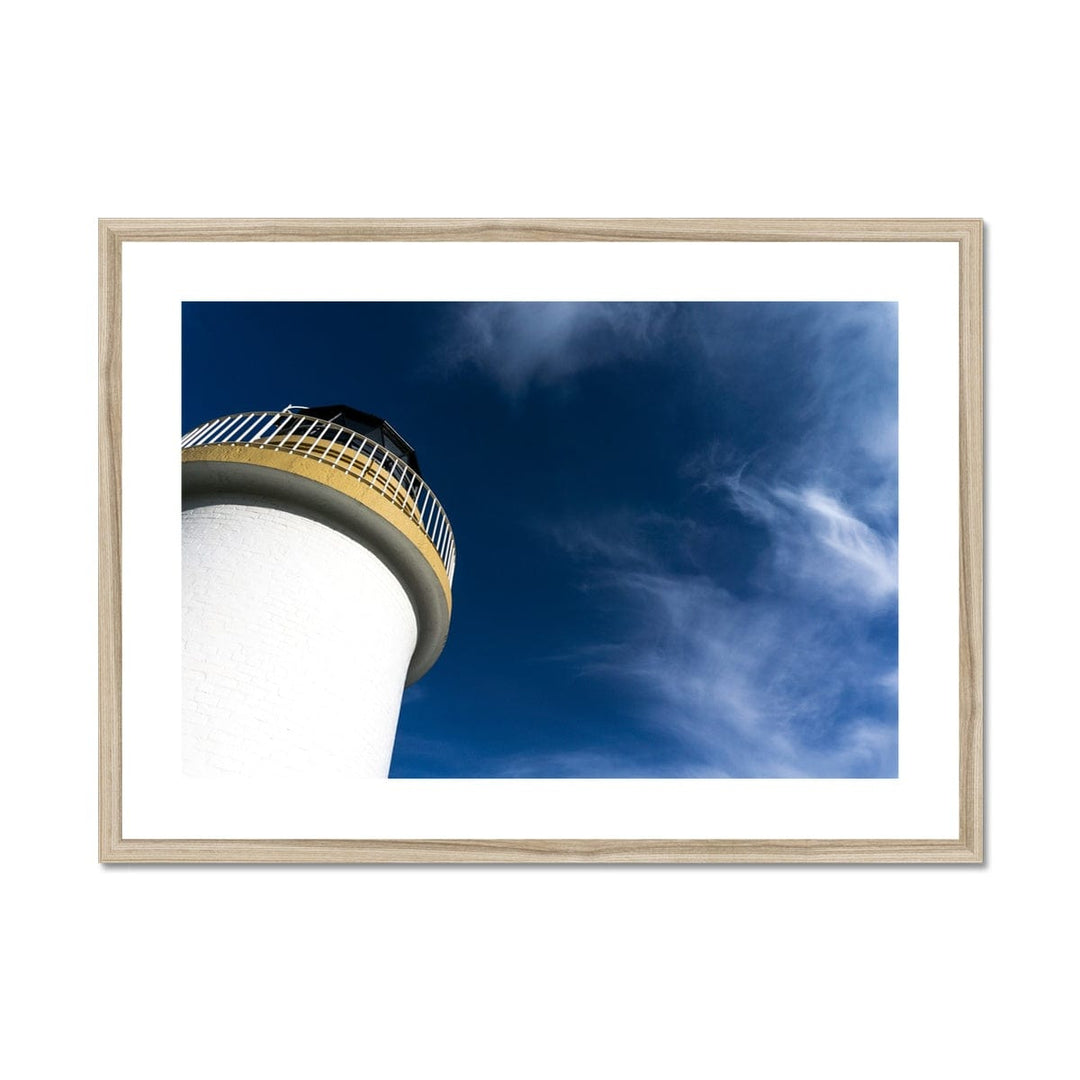 Port Charlotte Lighthouse Framed & Mounted Print 28"x20" / Natural Frame by Wandering Spirits Global