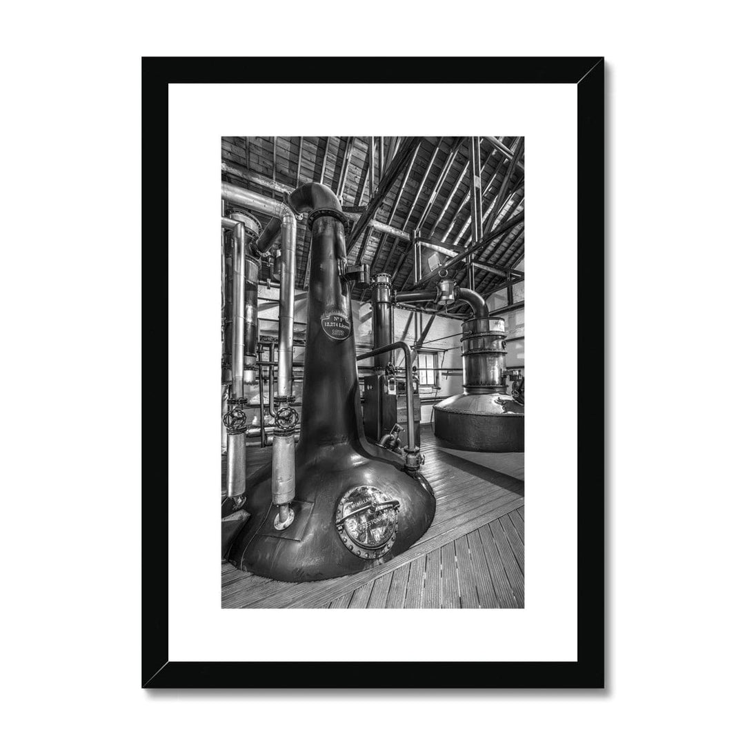 Bruichladdich No. 1 Still & Ugly Betty Black & White Framed & Mounted Print A4 Portrait / Black Frame by Wandering Spirits Global