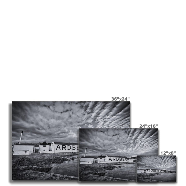 Ardbeg Distillery Black and White Canvas 12"x8" / White Wrap by Wandering Spirits Global