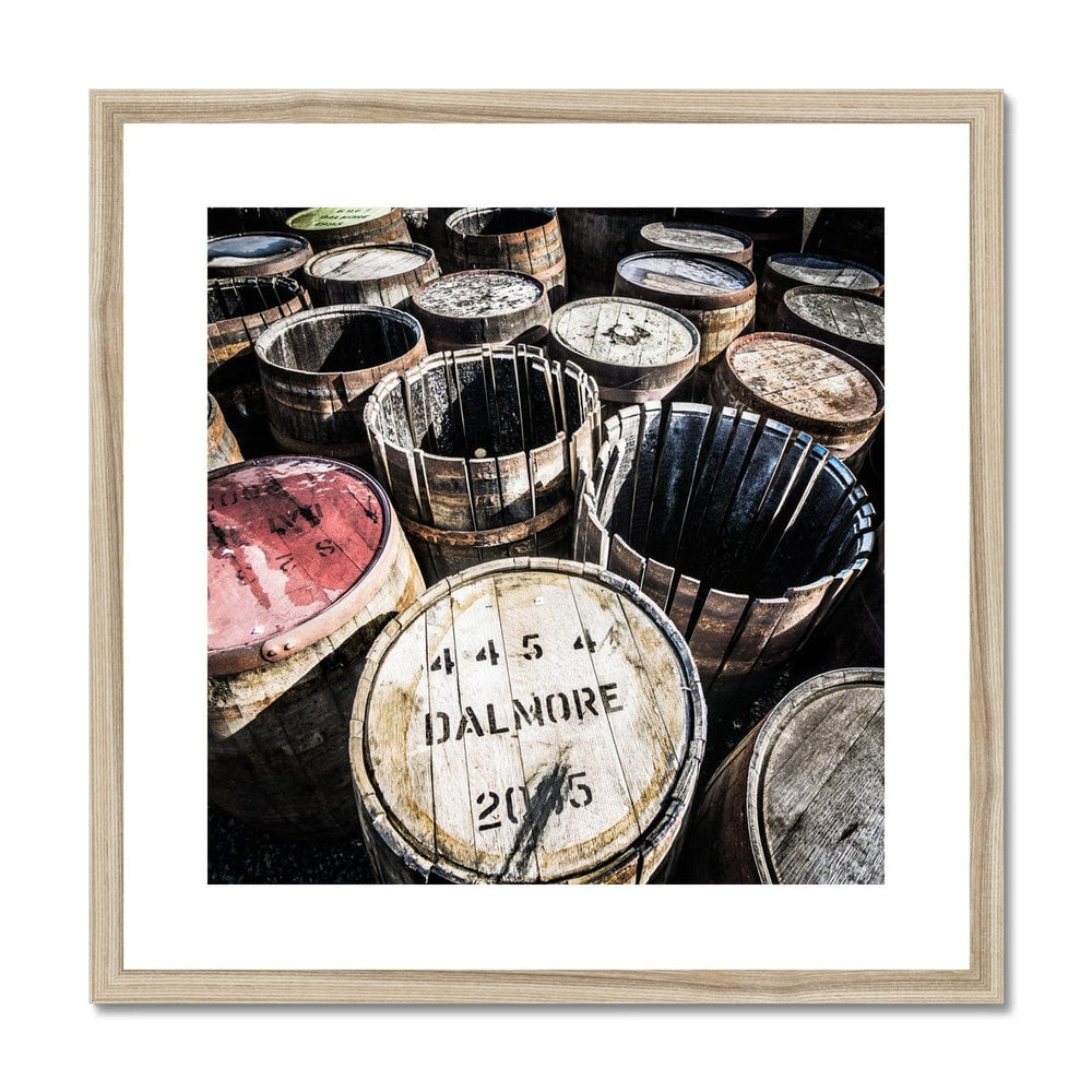 Dalmore Distillery Casks Framed & Mounted Print 20"x20" / Natural Frame by Wandering Spirits Global