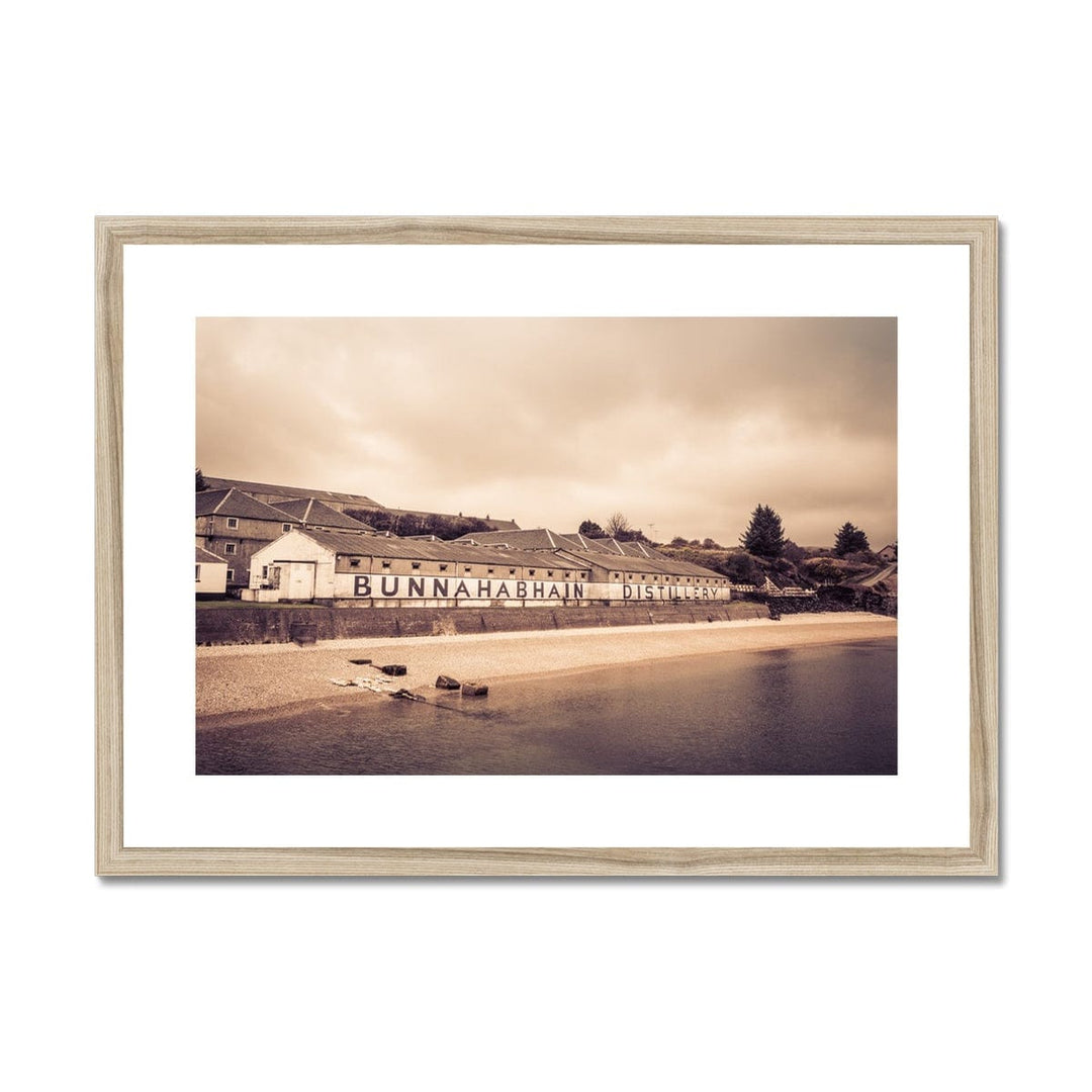 Bunnahabhain Distillery Warehouse Soft Colour Framed & Mounted Print A2 Landscape / Natural Frame by Wandering Spirits Global