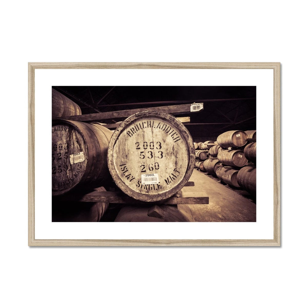 Bruichladdich 2003 Cask Soft Colour Framed & Mounted Print 28"x20" / Natural Frame by Wandering Spirits Global