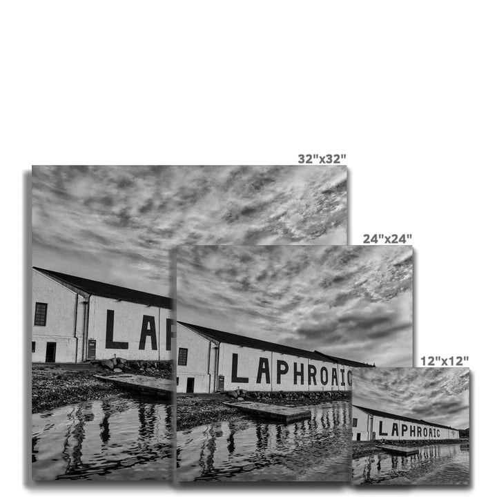 Laphroaig Distillery Islay Black and White Canvas by Wandering Spirits Global