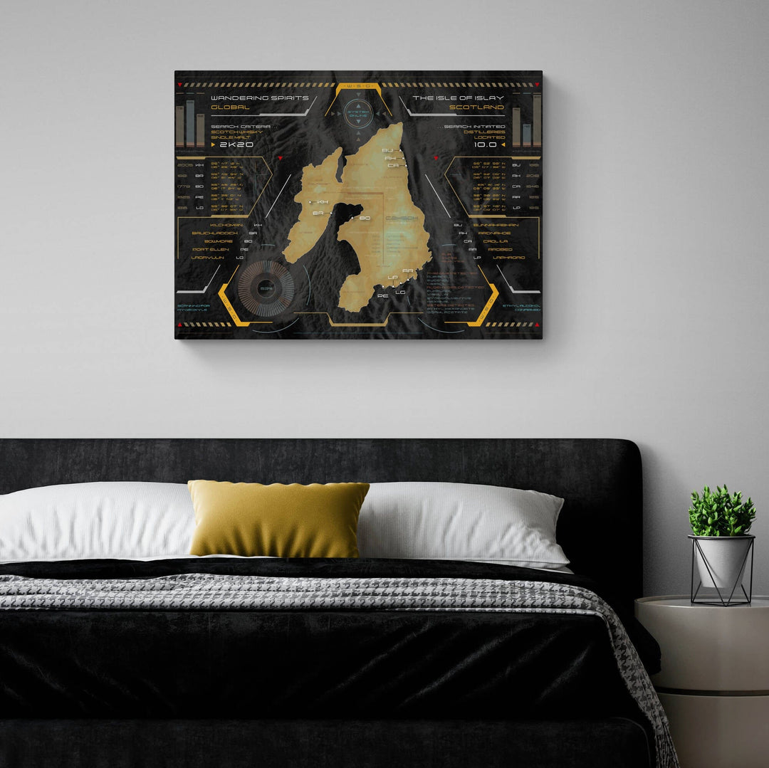Islay Whisky Heads Up Display Map C-Type Print by Wandering Spirits Global