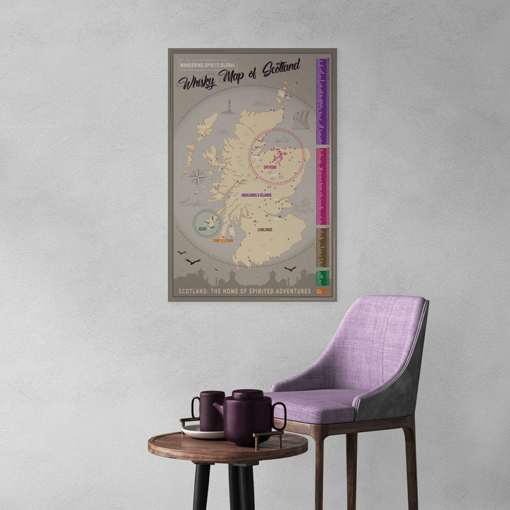 Scotland Distillery Map Art Poster Print 24"x36" by Wandering Spirits Global