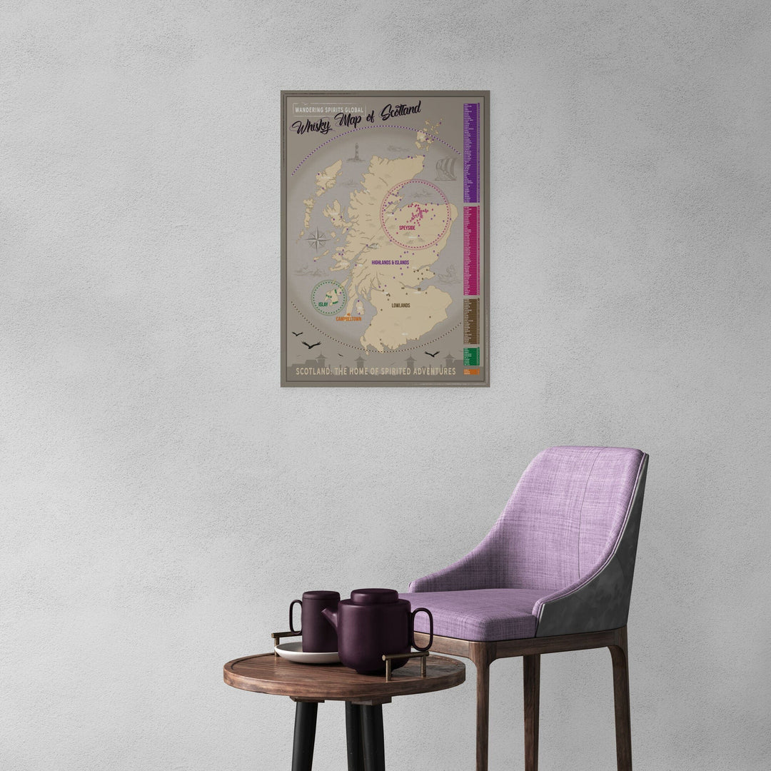Scotland Distillery Map Art Poster Print 20"x28" by Wandering Spirits Global
