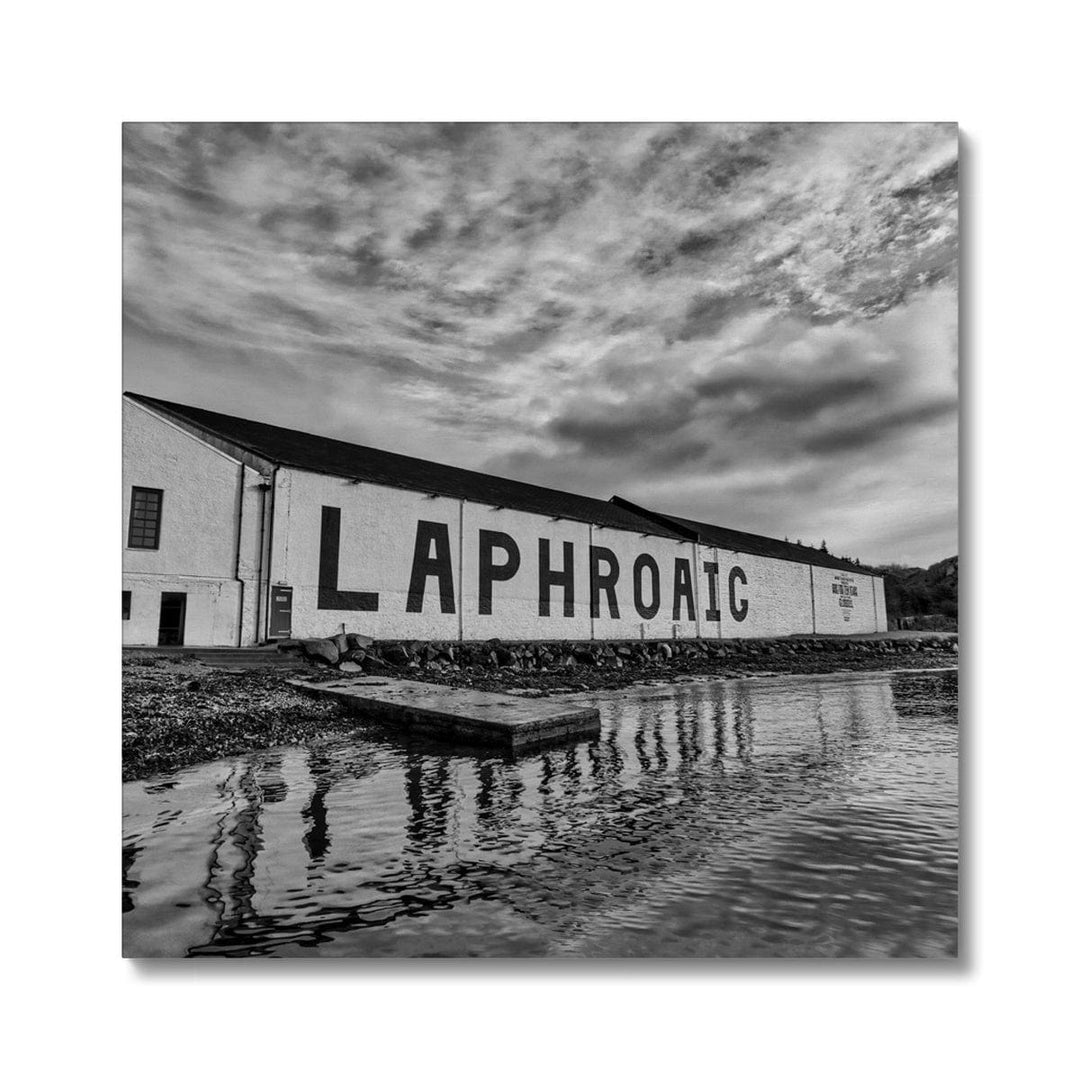 Laphroaig Distillery Islay Black and White Canvas 24"x24" / White Wrap by Wandering Spirits Global