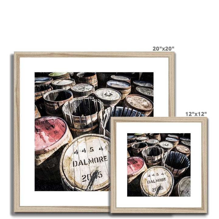 Dalmore Distillery Casks Framed & Mounted Print 12"x12" / Natural Frame by Wandering Spirits Global