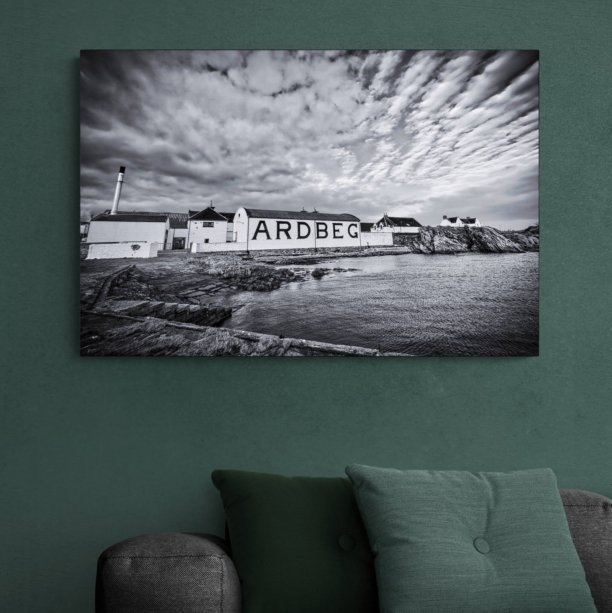 Ardbeg Distillery Black and White Canvas 36"x24" / White Wrap