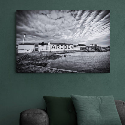 Ardbeg Distillery Black and White Canvas 36"x24" / White Wrap