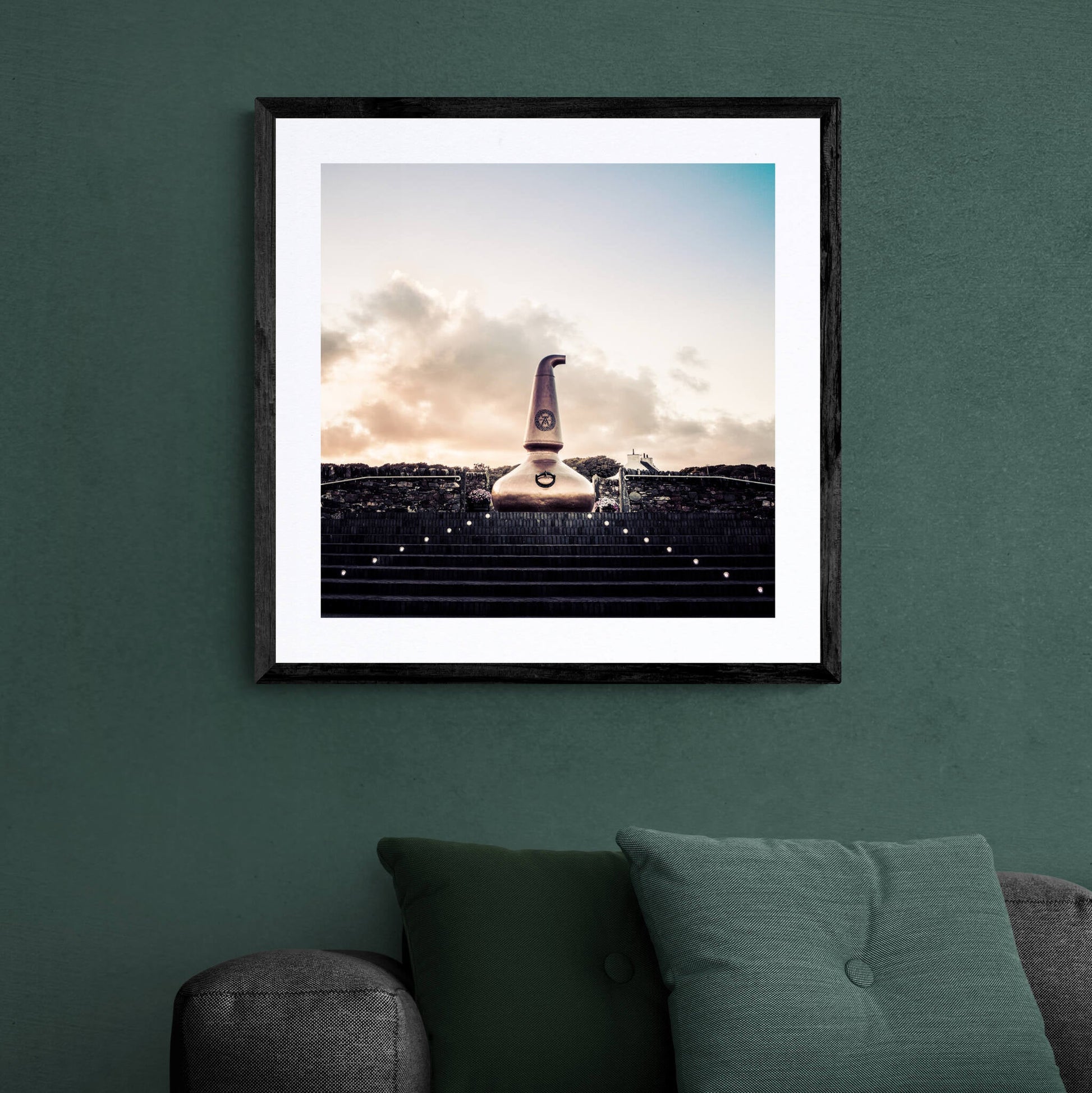 Ardbeg Still At Sunset Framed & Mounted Print 20"x20" / Black Frame