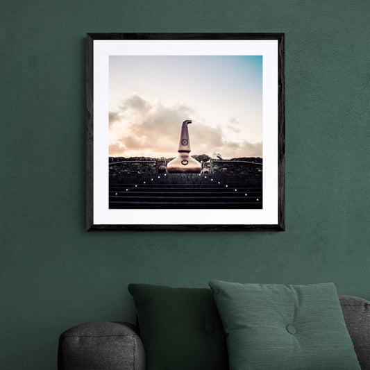 Ardbeg Still At Sunset Framed & Mounted Print 20"x20" / Black Frame