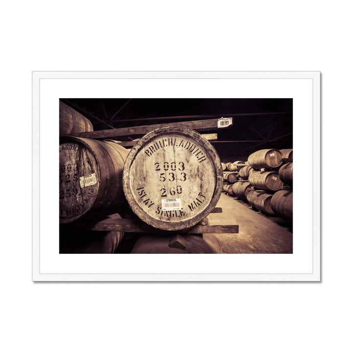 Bruichladdich 2003 Cask Soft Colour Framed & Mounted Print 28"x20" / White Frame by Wandering Spirits Global