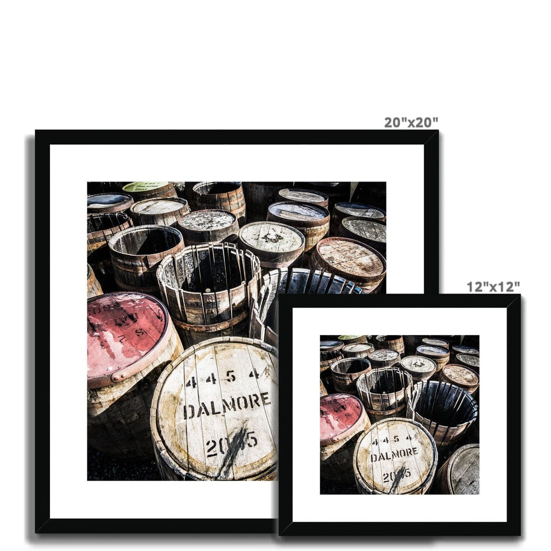 Dalmore Distillery Casks Framed & Mounted Print 12"x12" / Black Frame by Wandering Spirits Global