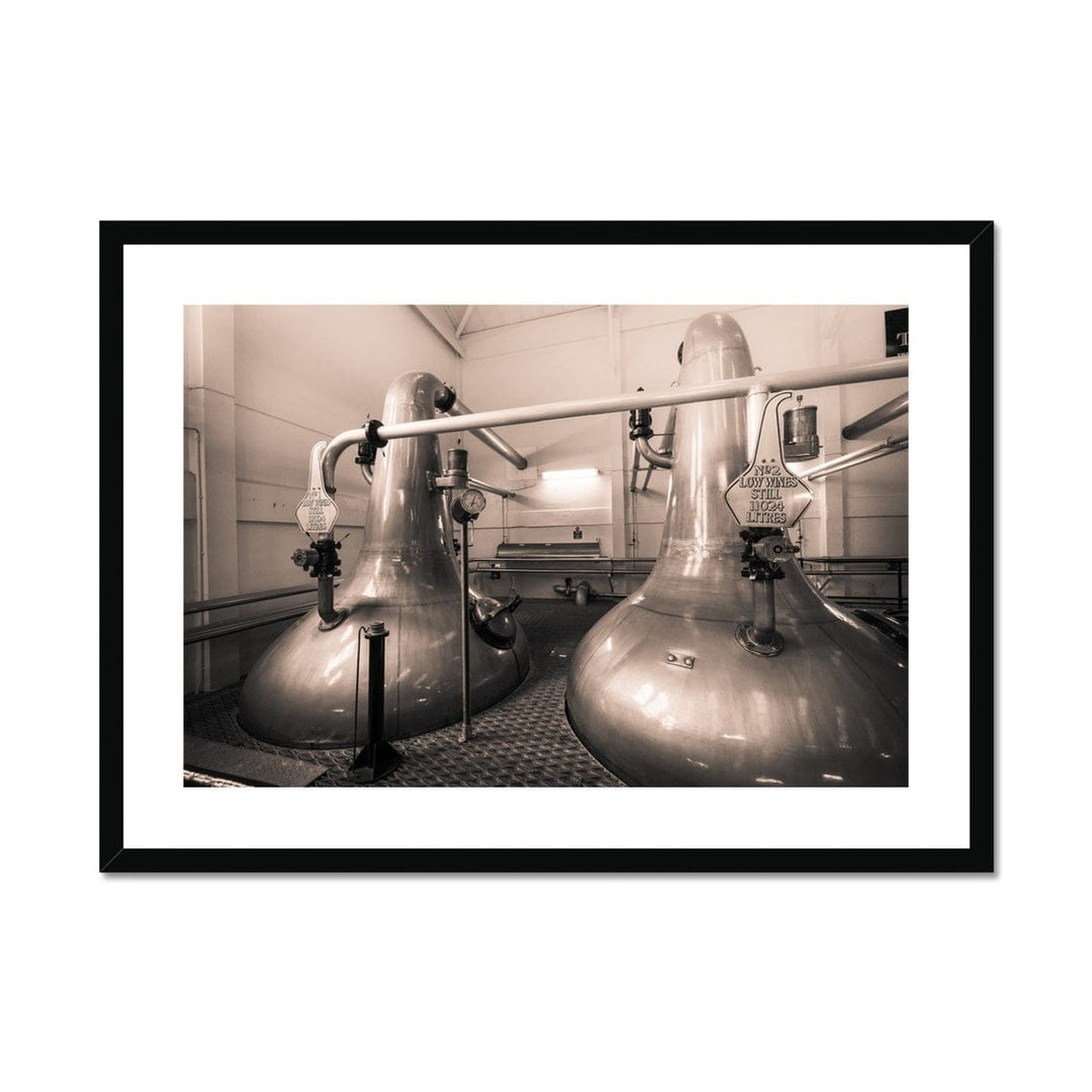 Low Wines 1 and 2 Talisker Golden Toned Framed & Mounted Print 28"x20" / Black Frame by Wandering Spirits Global
