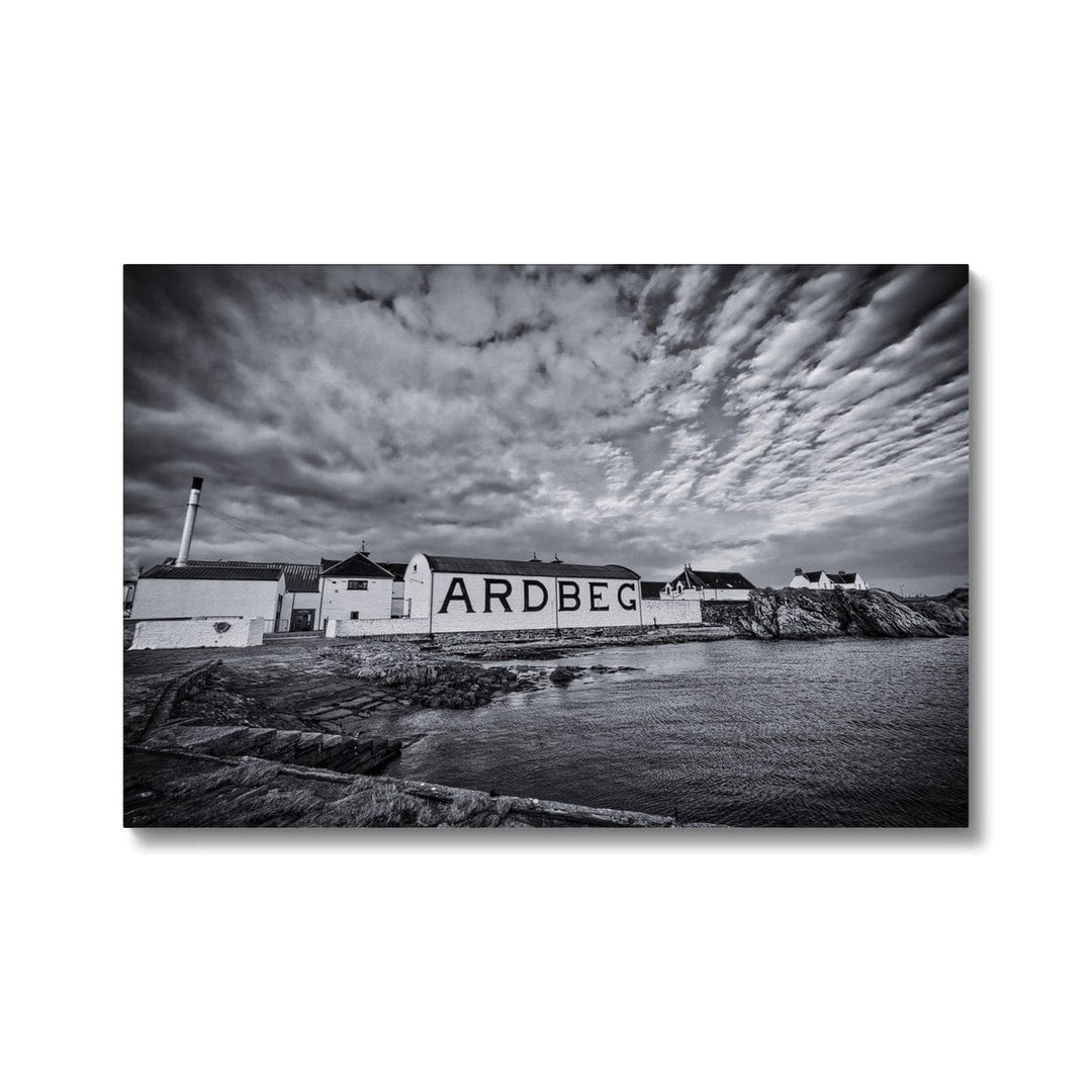 Ardbeg Distillery Black and White Canvas 18"x12" / White Wrap by Wandering Spirits Global