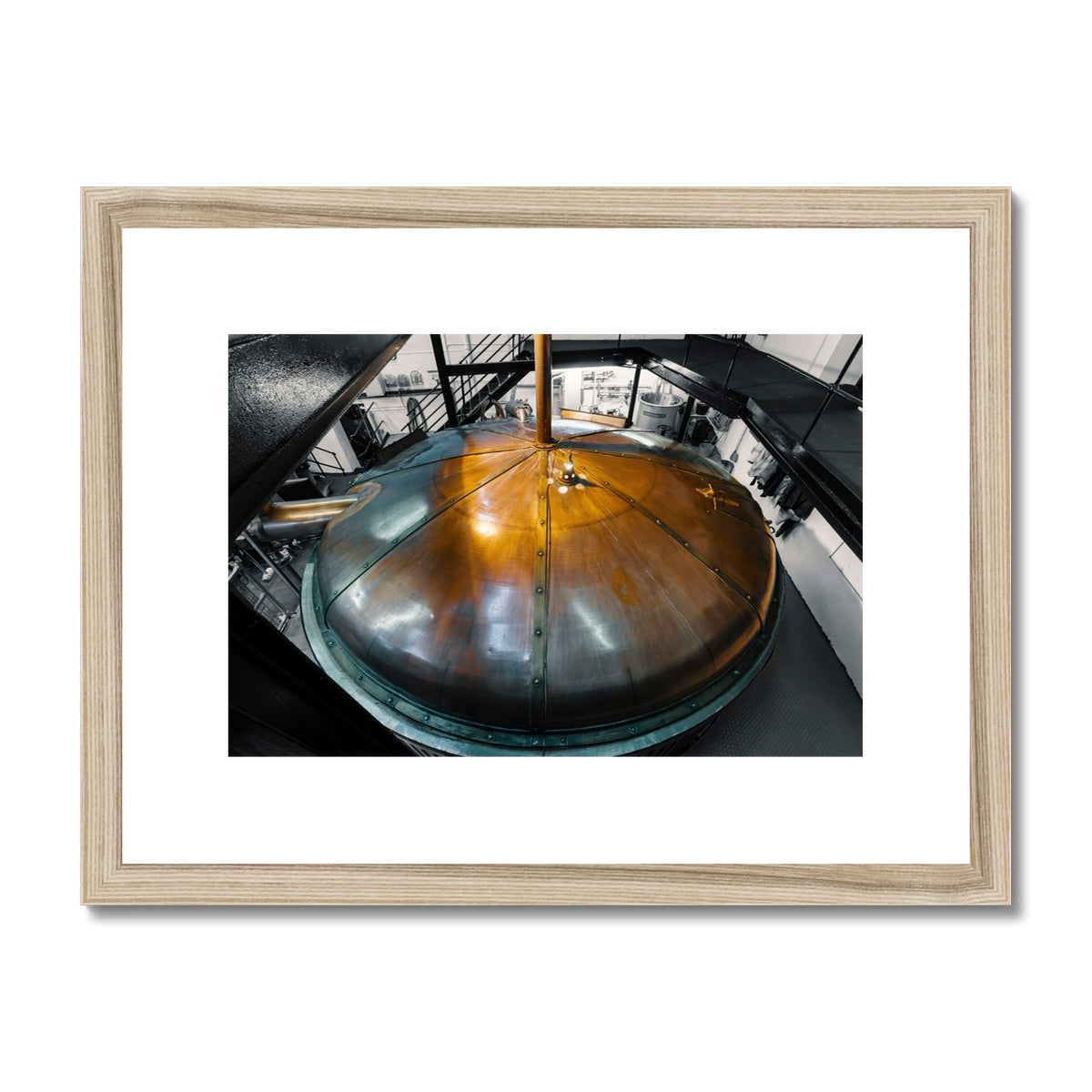 Bowmore Copper Top Mash Tun Framed & Mounted Print 16"x12" / Natural Frame