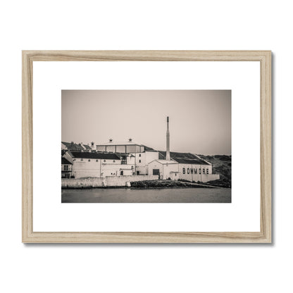 Bowmore Distillery Black and White Framed & Mounted Print 16"x12" / Natural Frame
