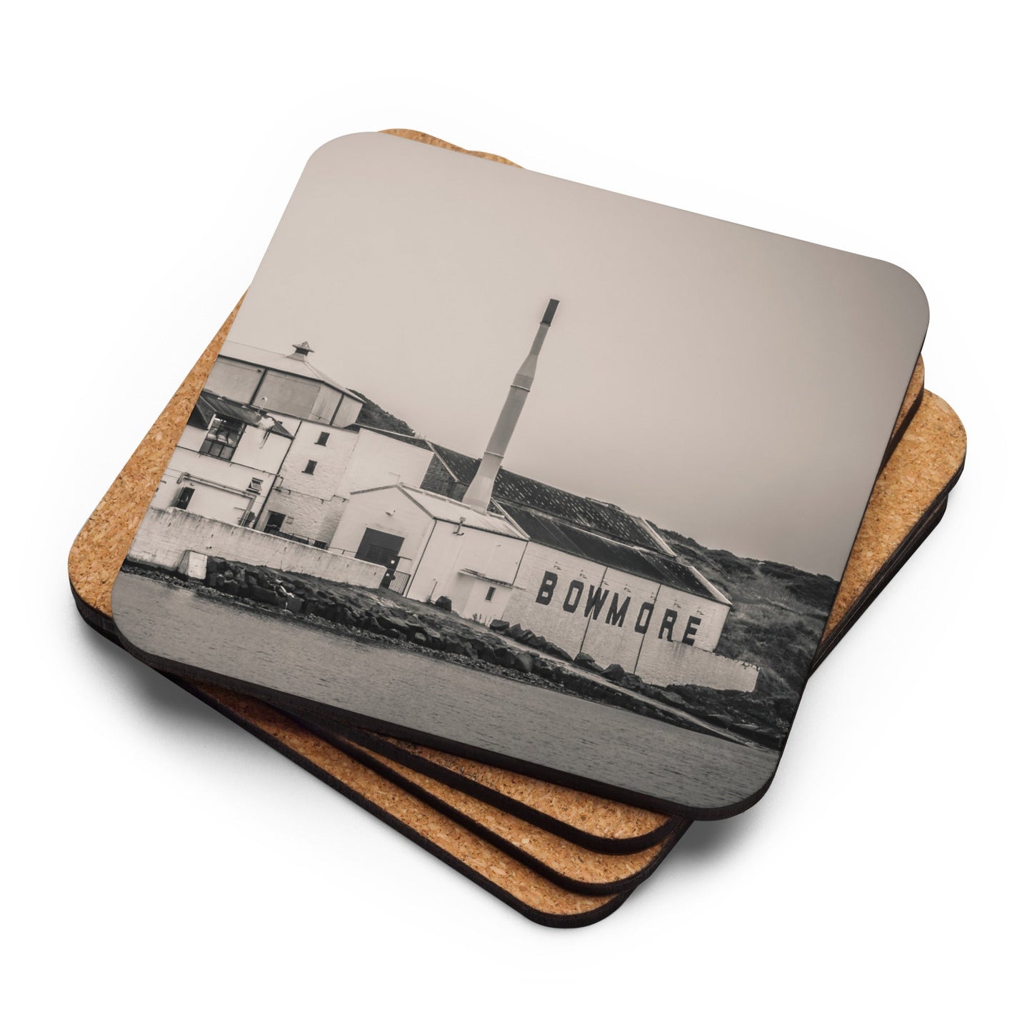 Bowmore Distillery Black White Coaster