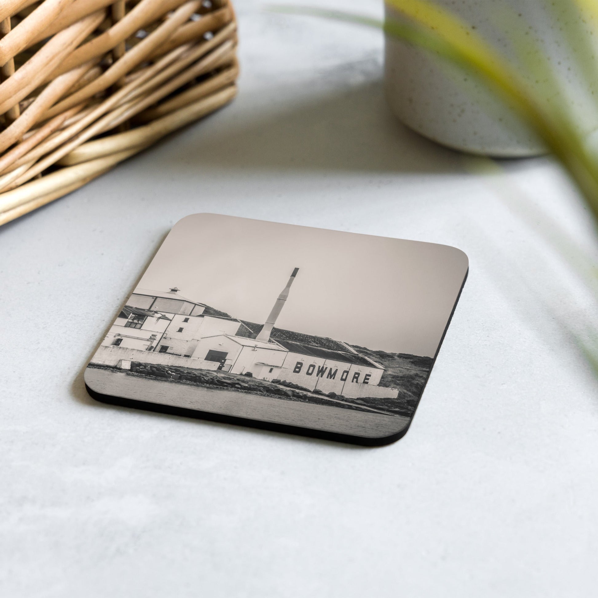 Bowmore Distillery Black White Coaster