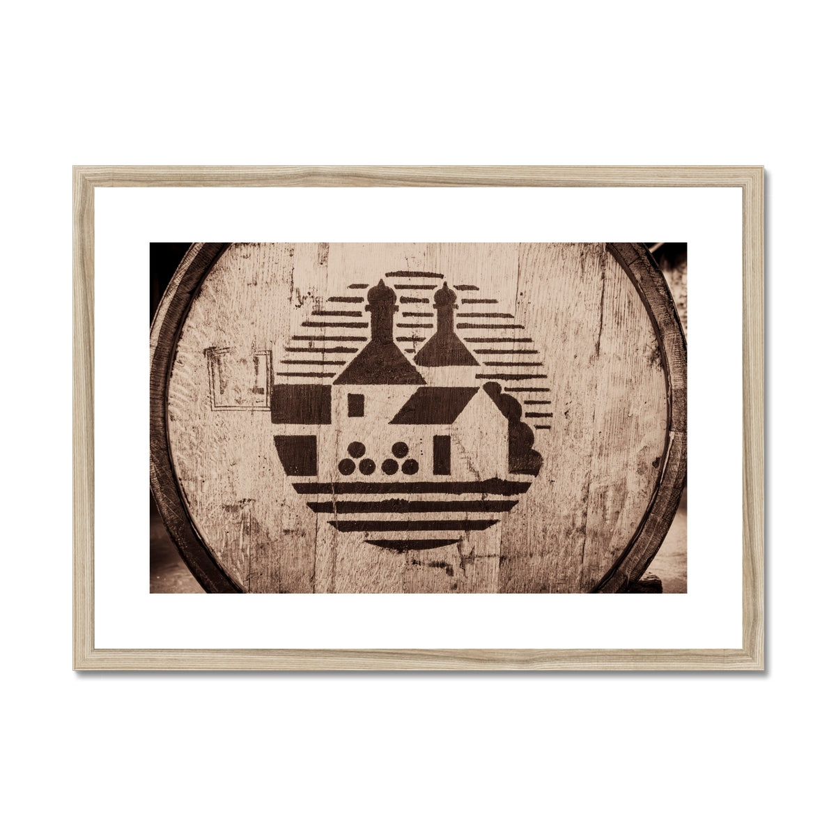 Bowmore Distillery Cask Framed & Mounted Print A2 Landscape / Natural Frame