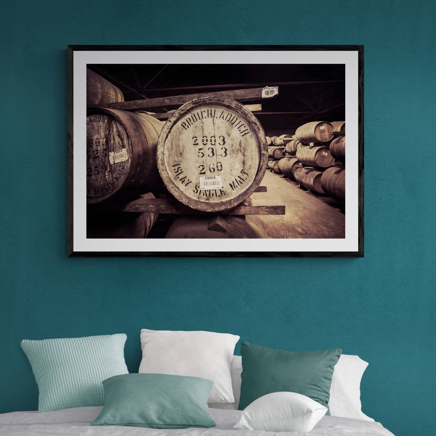 Bruichladdich 2003 Cask Soft Colour Framed & Mounted Print 40"x28" / Black Frame