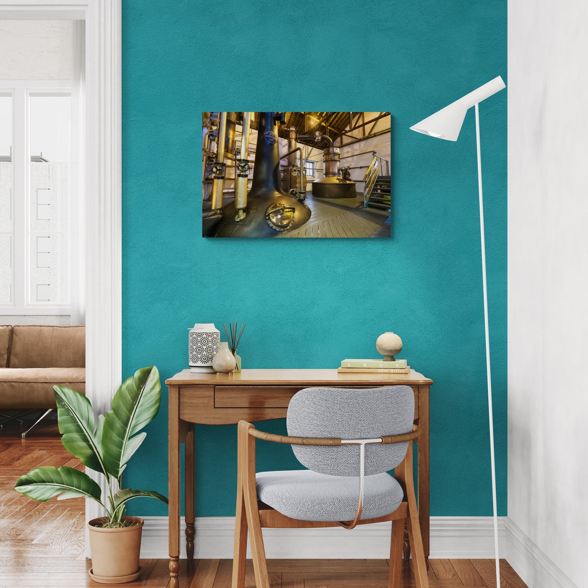 Bruichladdich Still No 1 and Ugly Betty Colour Canvas 30"x20" / White Wrap